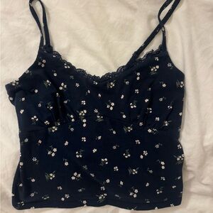 Hollister Navy Floral Tank Top